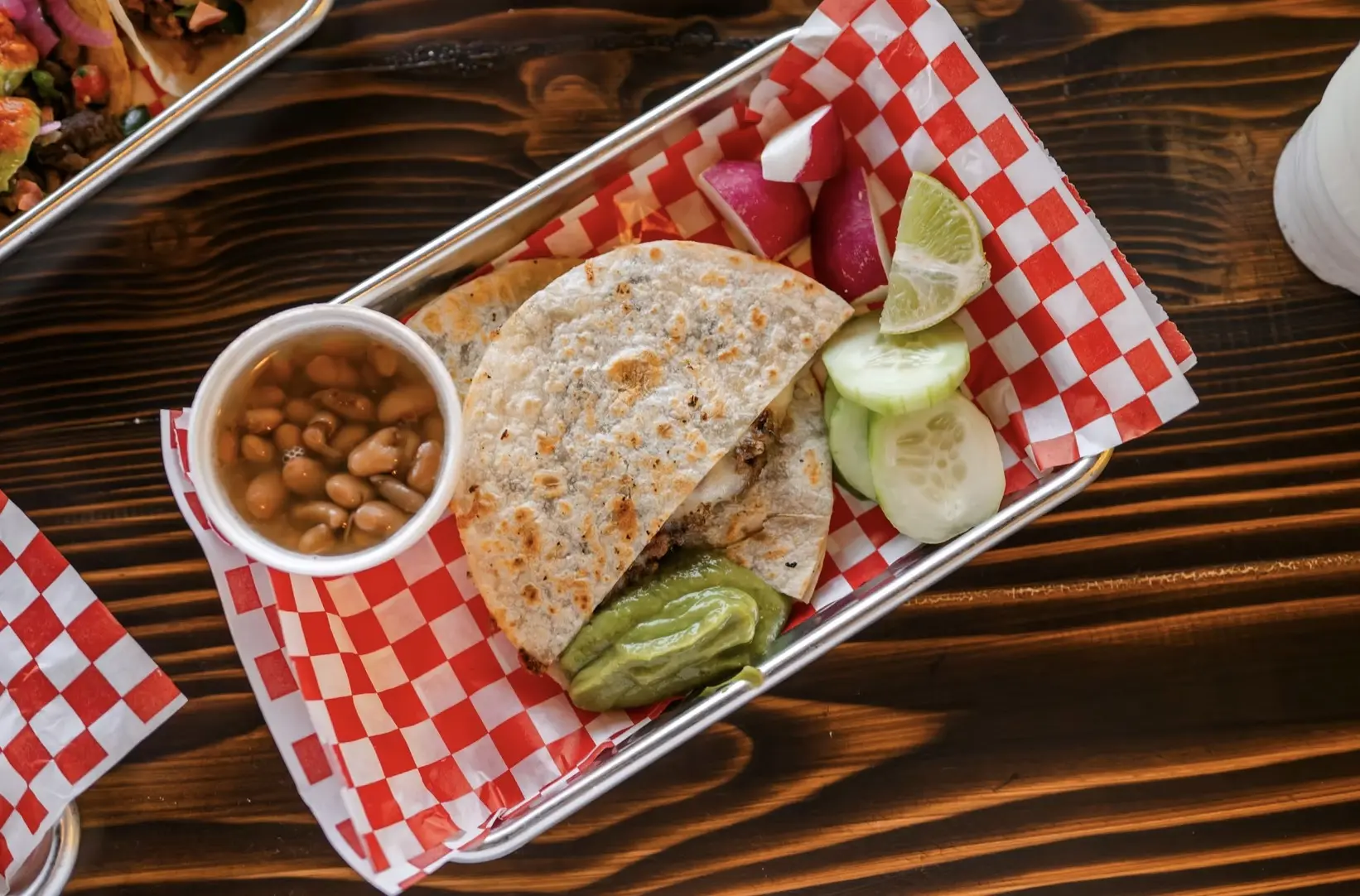 Quesadilla with beans and salsa