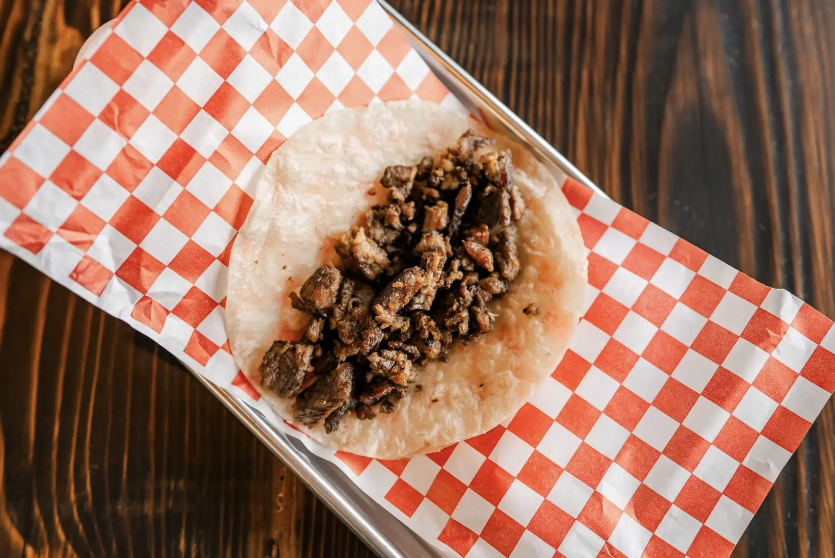Freshly chopped asada taco